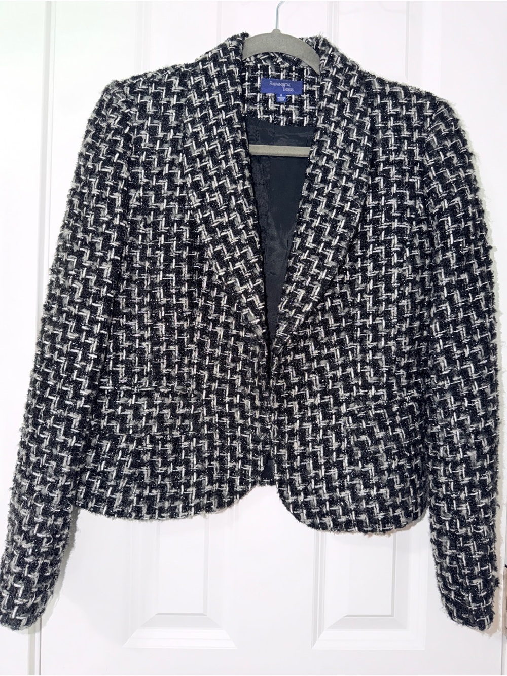 Fundamental things Black & silver Tweed Women's Blazer Jacket